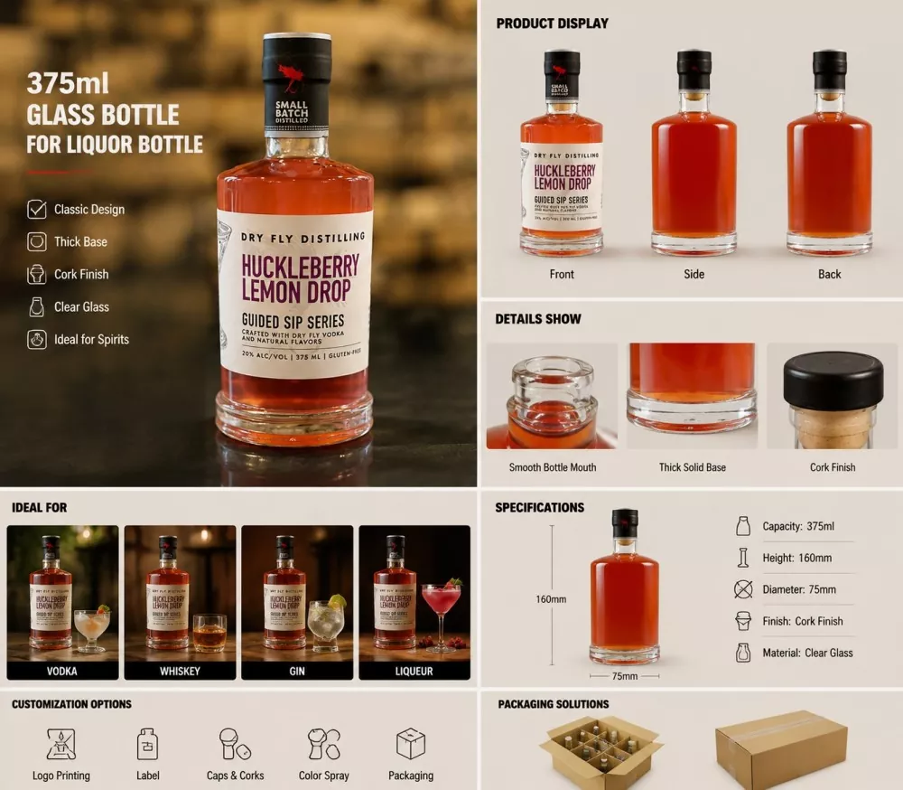 375ml Glass Liquor Bottle